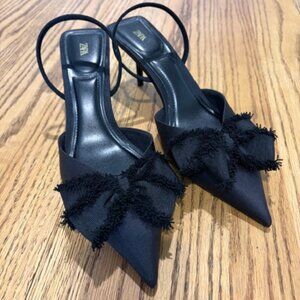 ZARA Black Bow Heels NEW